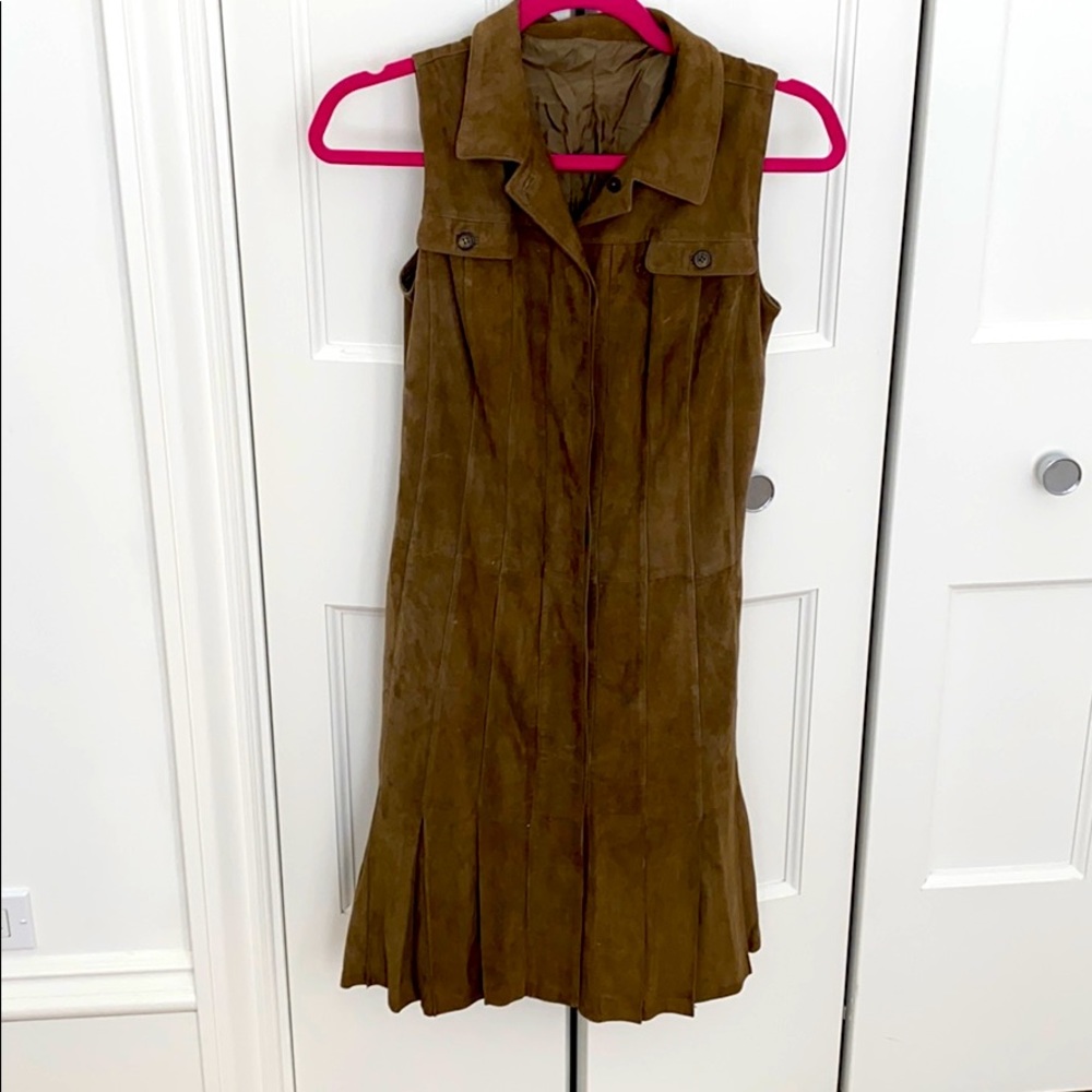 Caroline Herrera 100% suede tan shirt dress
